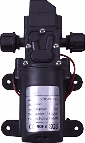 Prem-i-air 12V Self Priming Diaphragm Water Pump with Built-in Pressure Switch, Black – 1