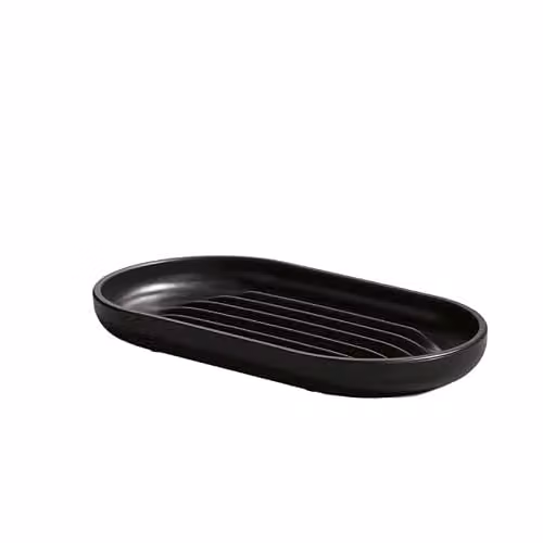 ReBorn Recycled Bathroom Soap Dish Tray Holder with Drainage, Black, Freestanding
