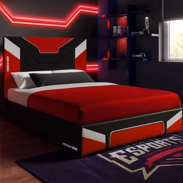 X Rocker Cerberus Gaming Bed for Kids and Teens in Red with Foam Mattress, W/D/H: 140 x 200 cm