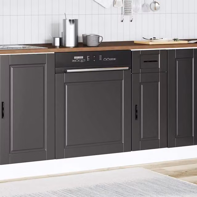 Berkfield Home Decorative Dishwasher Panel Porto Black, W/D/H: 60 x 1.5 x 67 cm