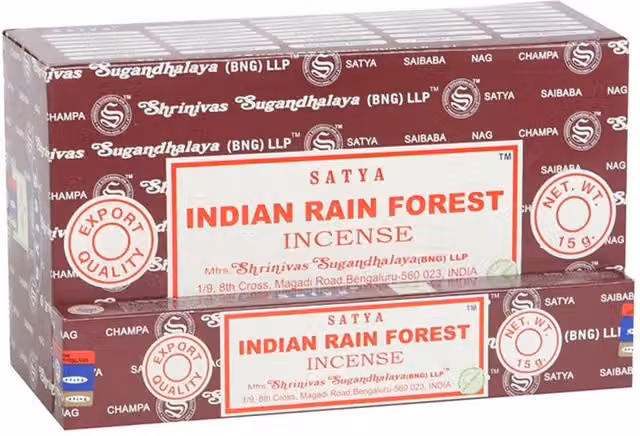Satya Indian Rain Forest Incense Sticks, 12 Pack, Pink