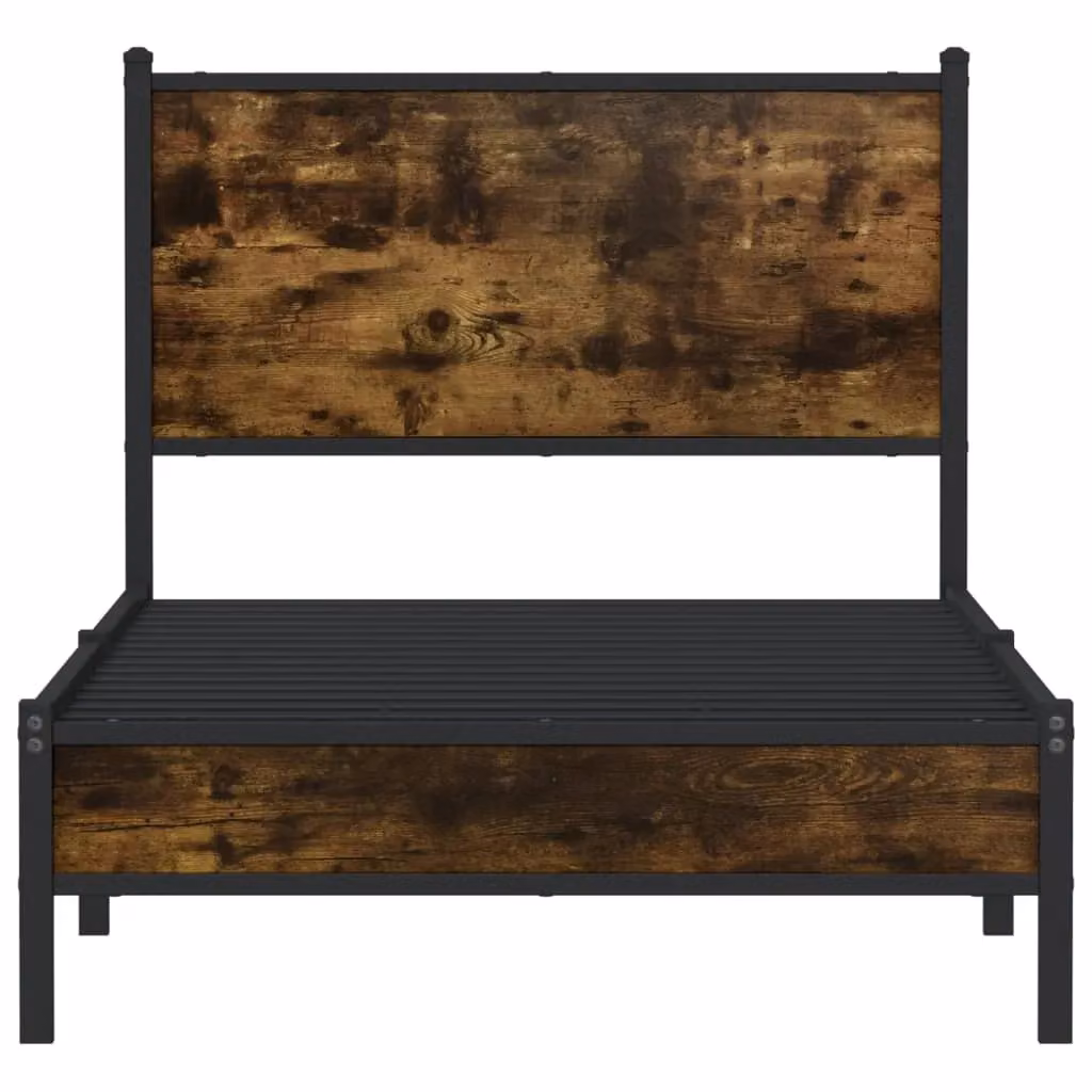 Berkfield Home Metal Bed Frame in Smoked Oak Brown, W: 80 cm, L: 200 cm – 3