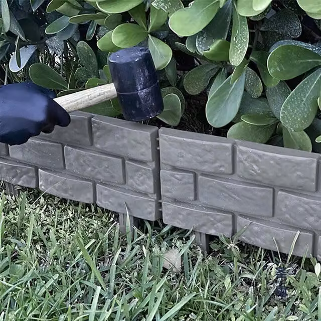 Garden Mile 4 Piece Grey Brick Effect Plastic Edging