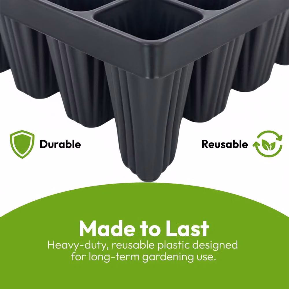 KORVIXA 60-Cell Plastic Seedling Propagation Root Trays in Black – 4