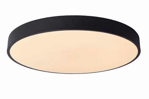 Lucide Unar Flush Ceiling Light, Black, Diameter: 49.5 cm, Dimmable LED Warm White – 1