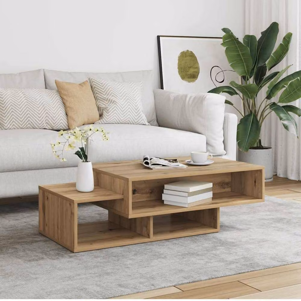Berkfield Home Artisan Oak Coffee Table in Brown, W/D/H: 105 x 55 x 32 cm – 3