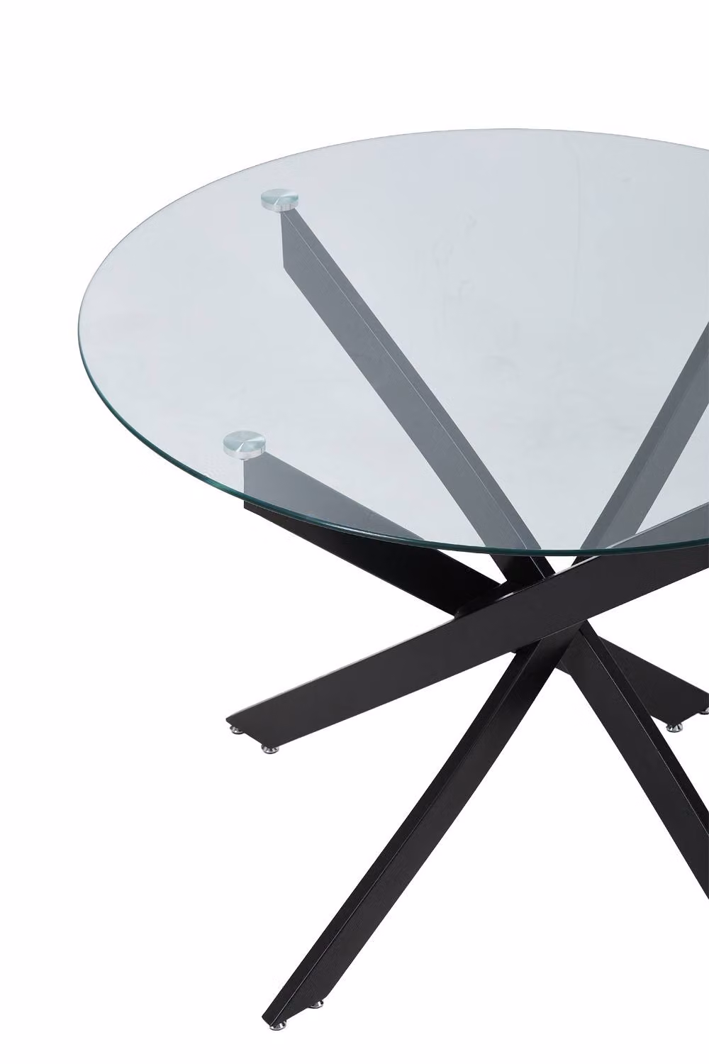 Garden Sanctuary Round Dining Table with Transparent Glass Top and Black Metal Legs – 3