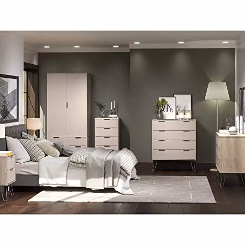 Core Products Augusta 2 Drawer Bedside Cabinet in Driftwood, Grey and White – 3