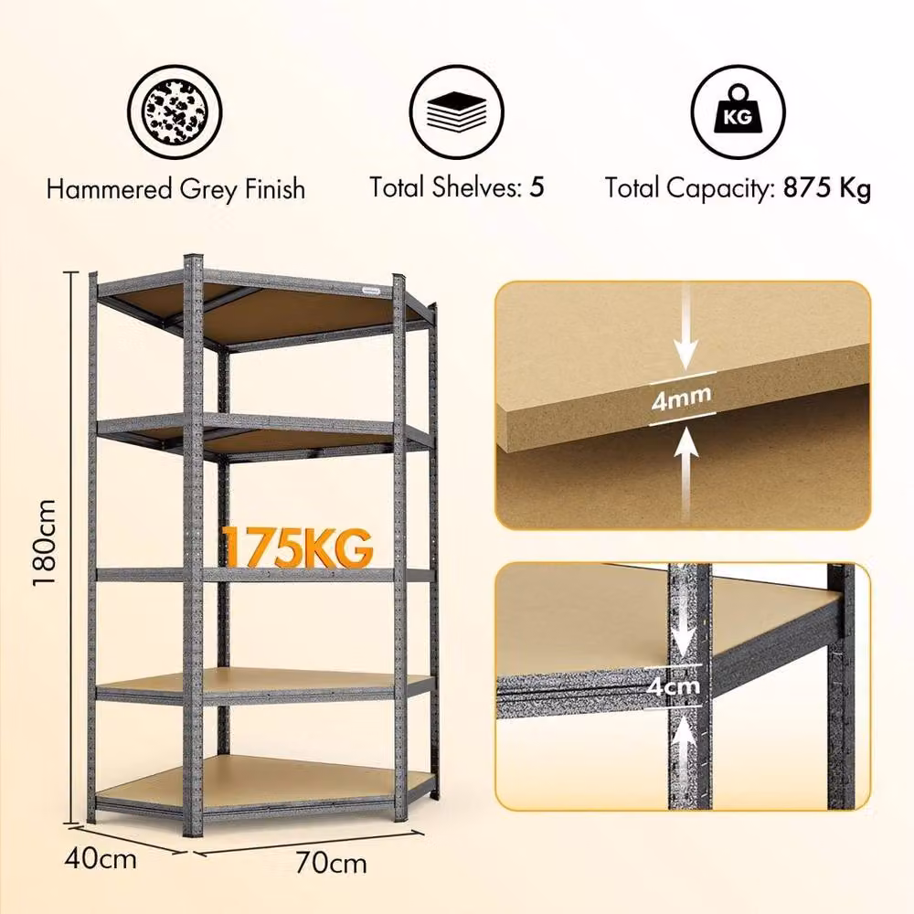 Vonhaus EONLION Brown Garage Shelving Unit with Adjustable Shelves, W/D/H: 100 x 100 x 180 cm – 2