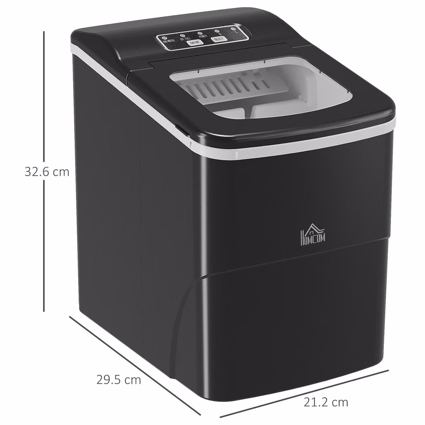 HOMCOM Portable Countertop Bullet Ice Maker with Digital Display and Automatic Cleaning, Black – 3