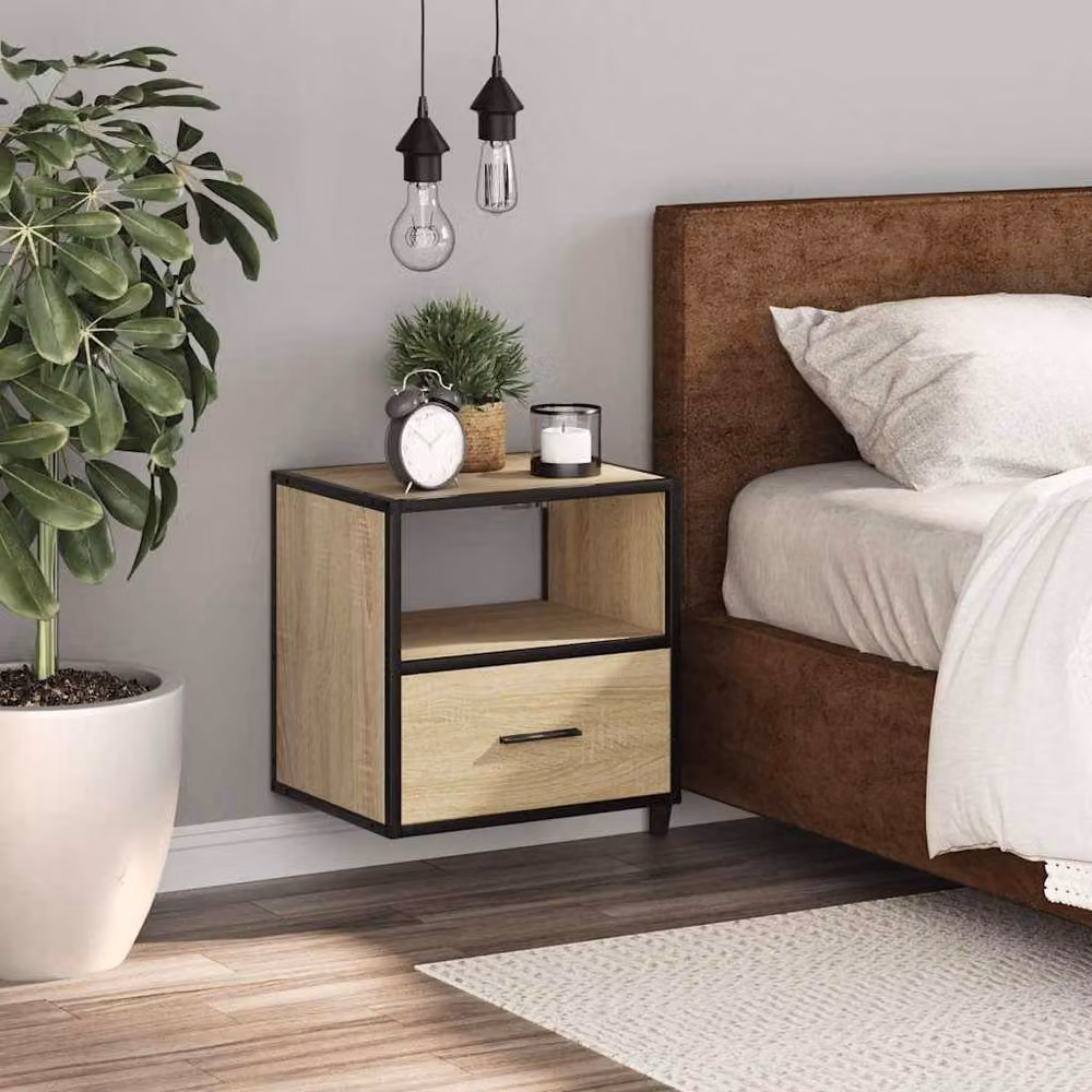 Berkfield Home Wall-mounted Bedside Cabinet in Sonoma Oak Brown, W/D/H: 40 x 31 x 39.5 cm – 3