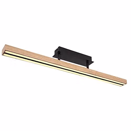 Globo Lighting Netlighting LED Ceiling Light in Black and Wood, Warm White, W 81.5 x D 7.5 x H 14 cm
