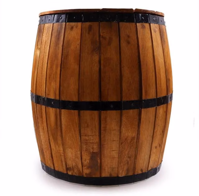 KDMD Natural Beer Barrel Table in Brown, Rustic Vintage Style, W: 60 cm, D: 48.5 cm