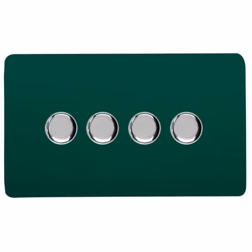 Trendi Switch 4 Gang 1 or 2 Way 150w Rotary LED Dimmer Light Switch in Green – 1