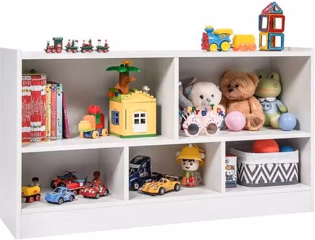 Kelvenix 5-Cubby Wooden Storage Shelf Unit in White