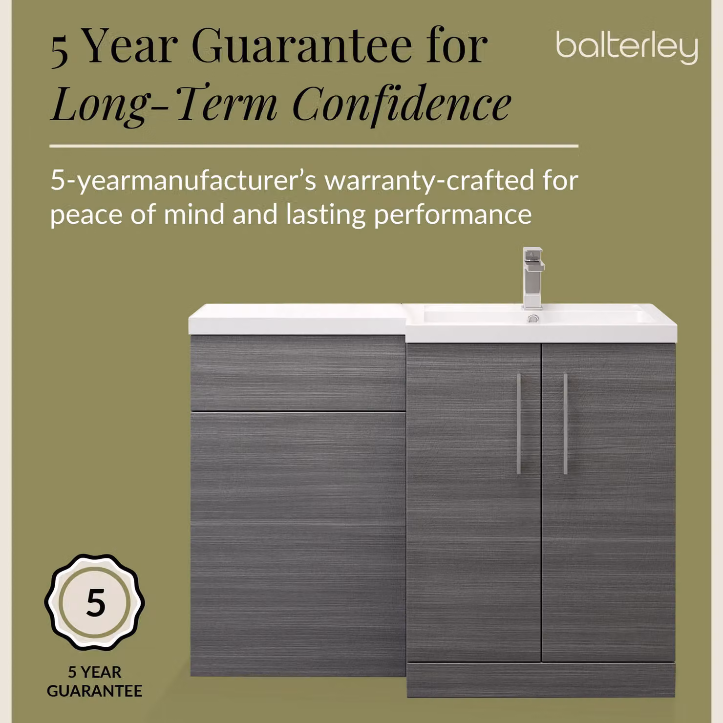 Balterley Right Hand Floor Standing Bathroom Vanity Basin and WC Unit in Grey Matt Finish – 4