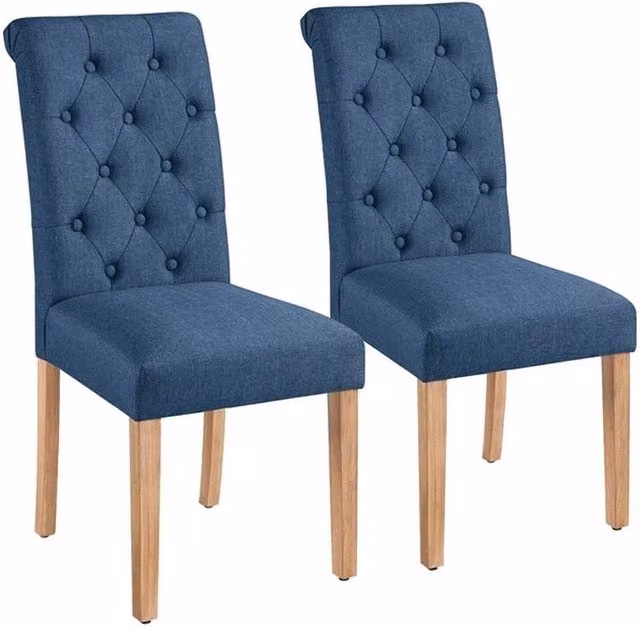 KORVIXA Set of 2 Blue Fabric Dining Chairs for Kitchen and Dining Rooms – 1