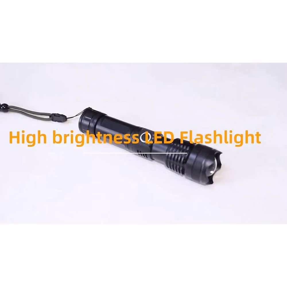 FLAVORA High Powered Super Bright LED Rechargeable Aluminium Flashlight Torch in Black – 2