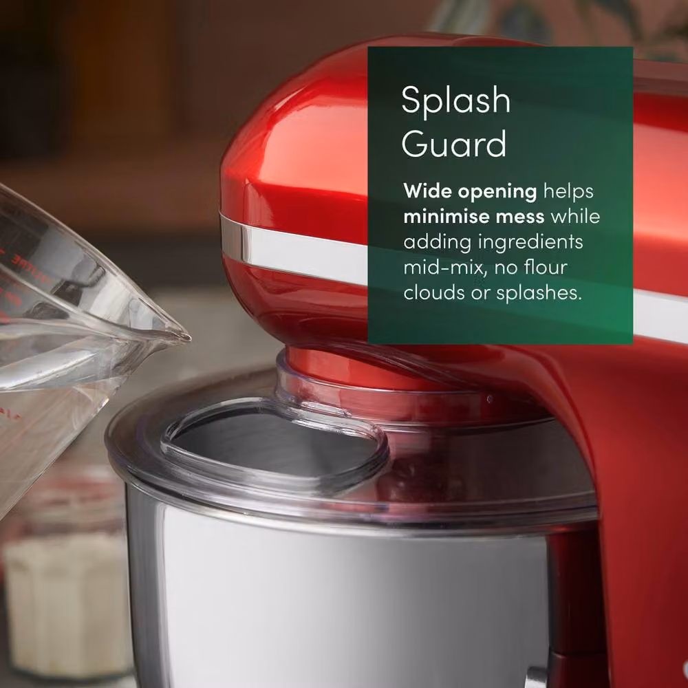 Emperial 5L Stand Mixer in Red with 6 Speeds, Dough Hook, Whisk and Beater – 6