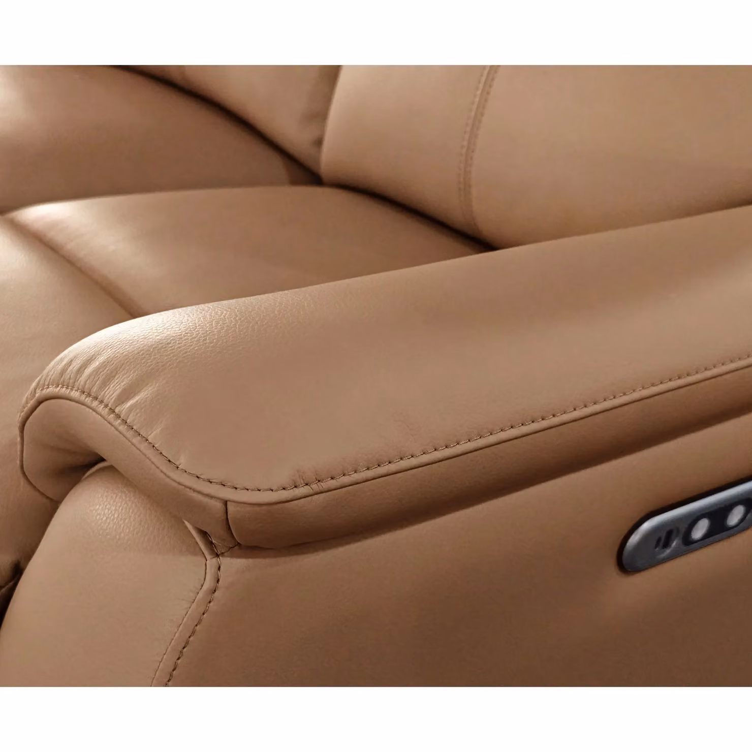 Aspire Kingsmere 3 Seater Power Recliner Sofa in Tan Real Leather with USB Charging – 3