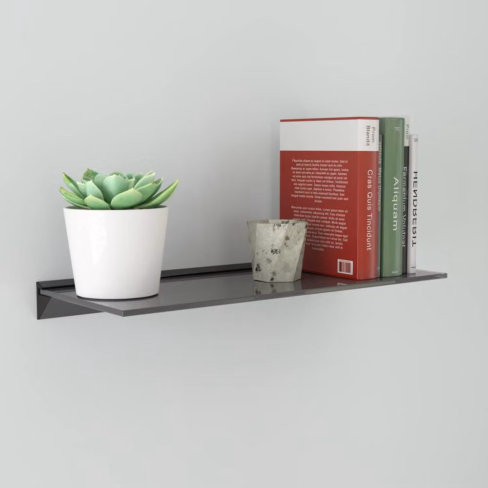 AVF Black Glass Floating Wall Mounted Shelf, W: 60 cm, D: 25 cm – 2