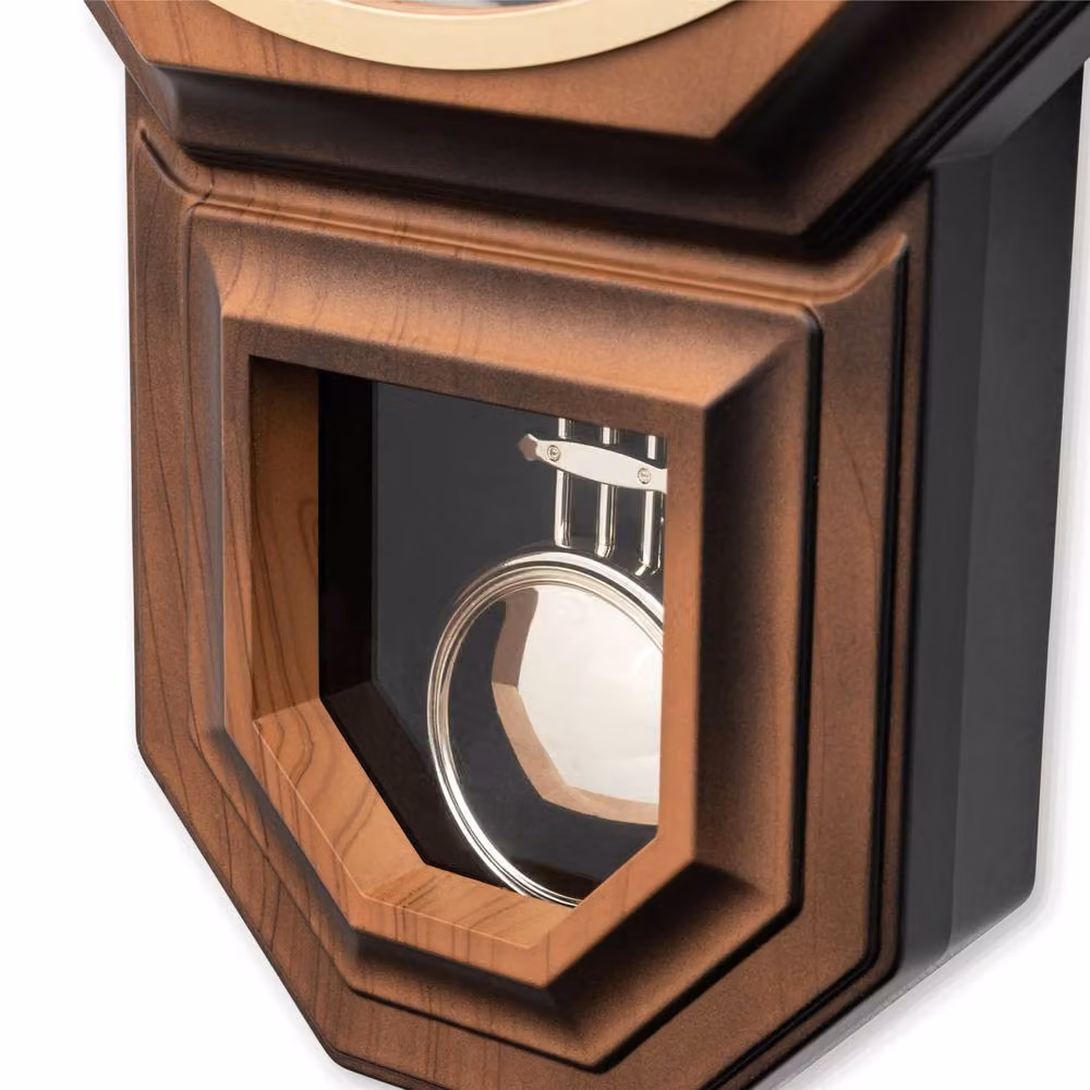 Acctim Woodstock Classic Analog Quartz Pendulum Wall Clock in Dark Brown Wood Effect with Gold Details – 3