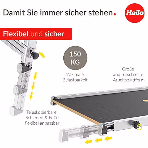 Hailo TP1 Silver Platform Ladder – 3