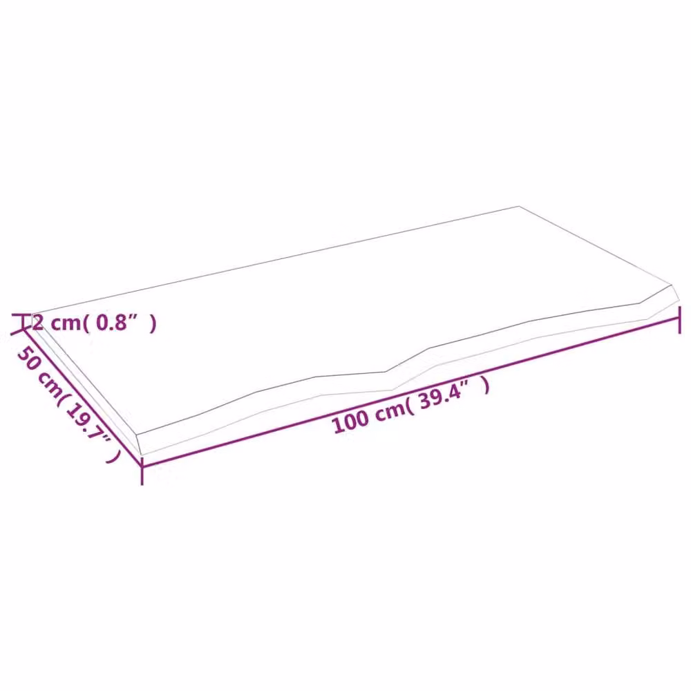 Berkfield Home Wall Shelf in Light Brown Treated Solid Oak, W/D/H: 100 x 50 x 2 cm – 2