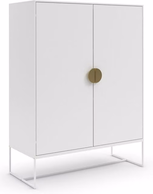 Asia White 2-Door Freestanding Cabinet with 2 Internal Shelves