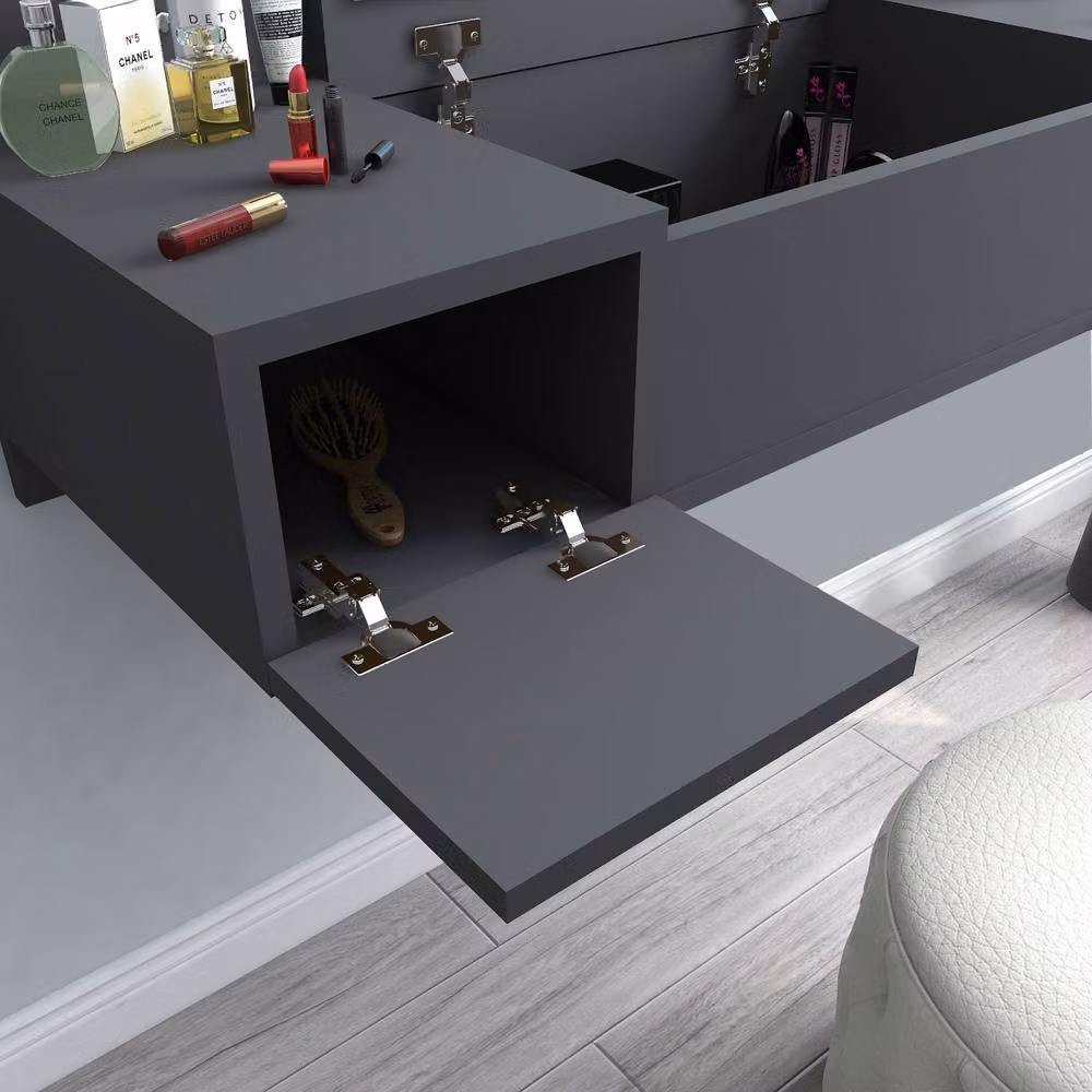 Destina Home Bertus Wall Mounted Makeup Vanity Table with Mirror and Storage in Anthracite Grey, W/D/H: 100 x 39.1 x 33 cm – 5