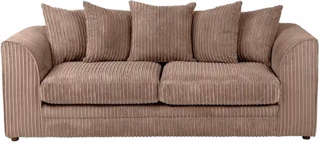 LUXURY LIFE Dylan 3 Seater Sofa in Light Brown Jumbo Cord Fabric with Solid Wood Frame W/D/H: 190 x 90 x 76 cm