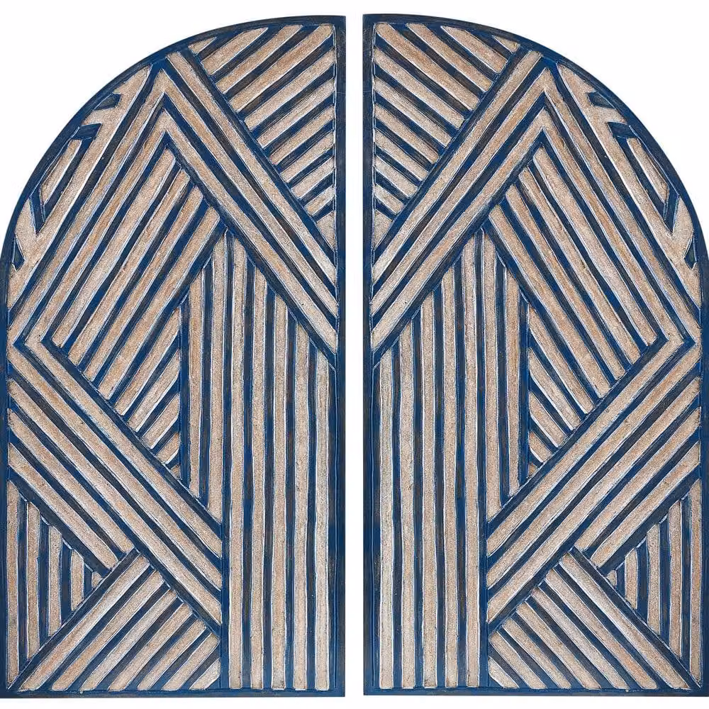 Wyld and Coco Geometric Window Shaped Wood Wall Decor in Dark Blue – 2