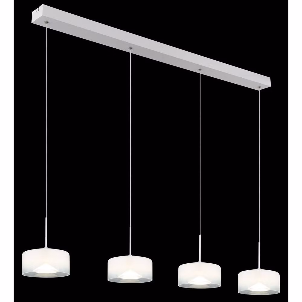 Netlighting Belinda Bar Pendant Light in White with Opal Glass Shade, 4x LED 4000K – 2