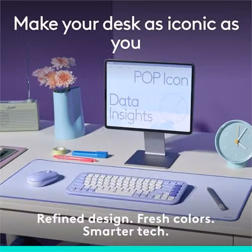 Logitech POP ICON Keys Wireless Bluetooth Keyboard in Lilac and White – 2