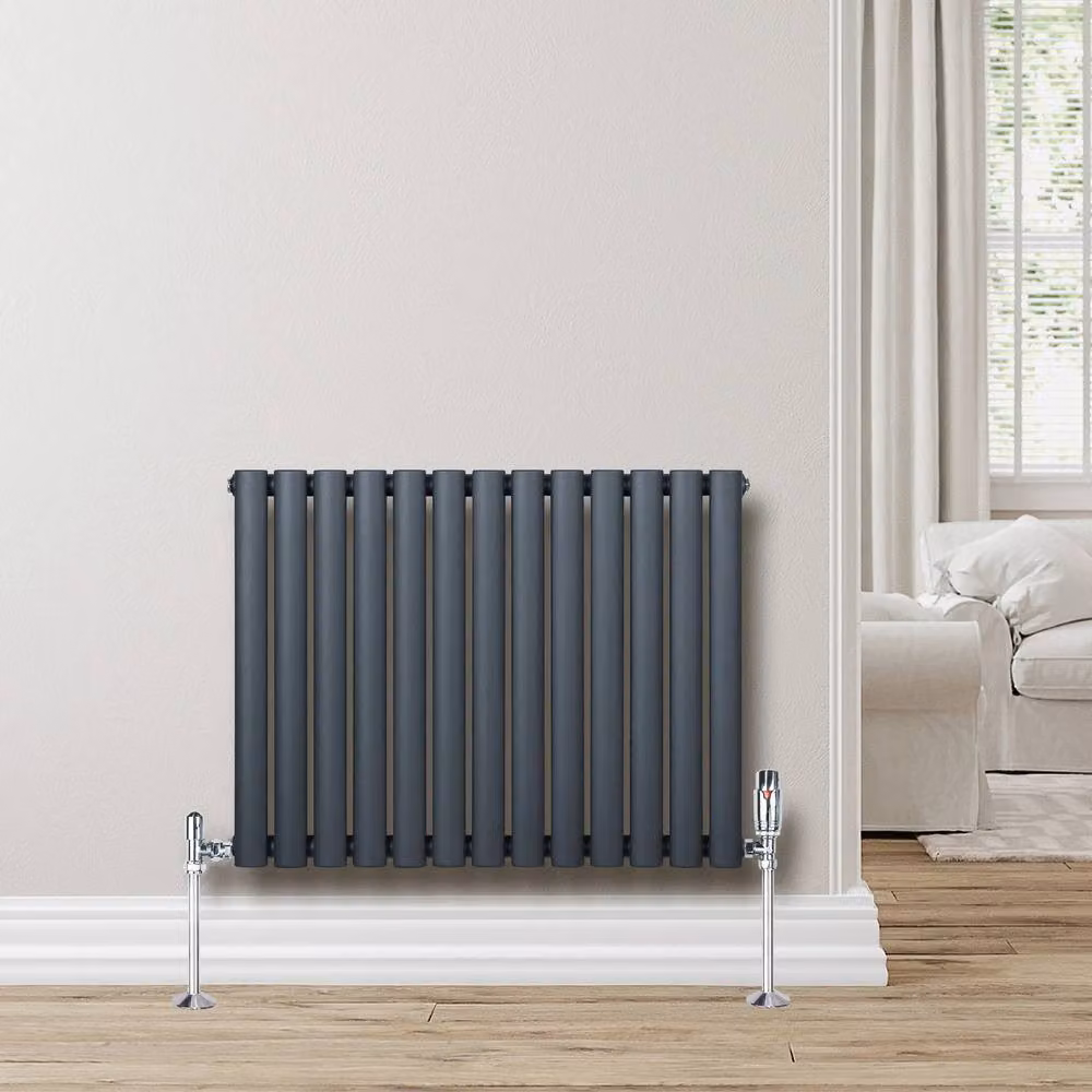 Monstershop Oval Single Column Steel Radiator in Anthracite Grey, W: 60.0 cm, H: 78.0 cm – 4