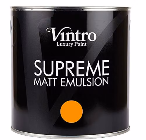 Vintro Luxury Matt Emulsion Multi Surface Paint in Deep Saffron Orange, 2.5L – 3