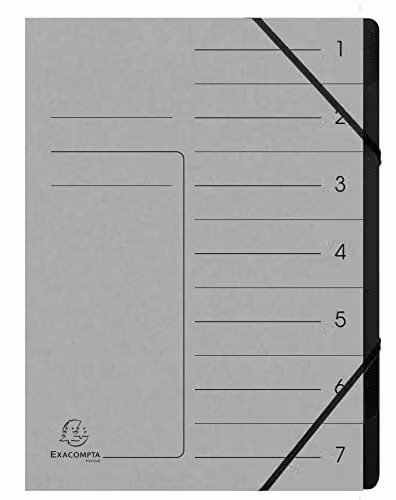 Exacompta Grey Stapled Spine Multipart File for A4 Documents with 7 Reinforced Tabs – 1