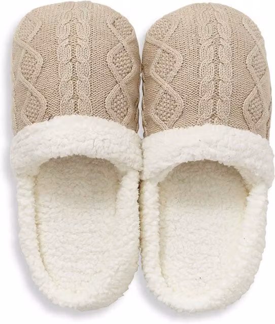 Murmur Knitted Linen Slippers in Grey and Beige