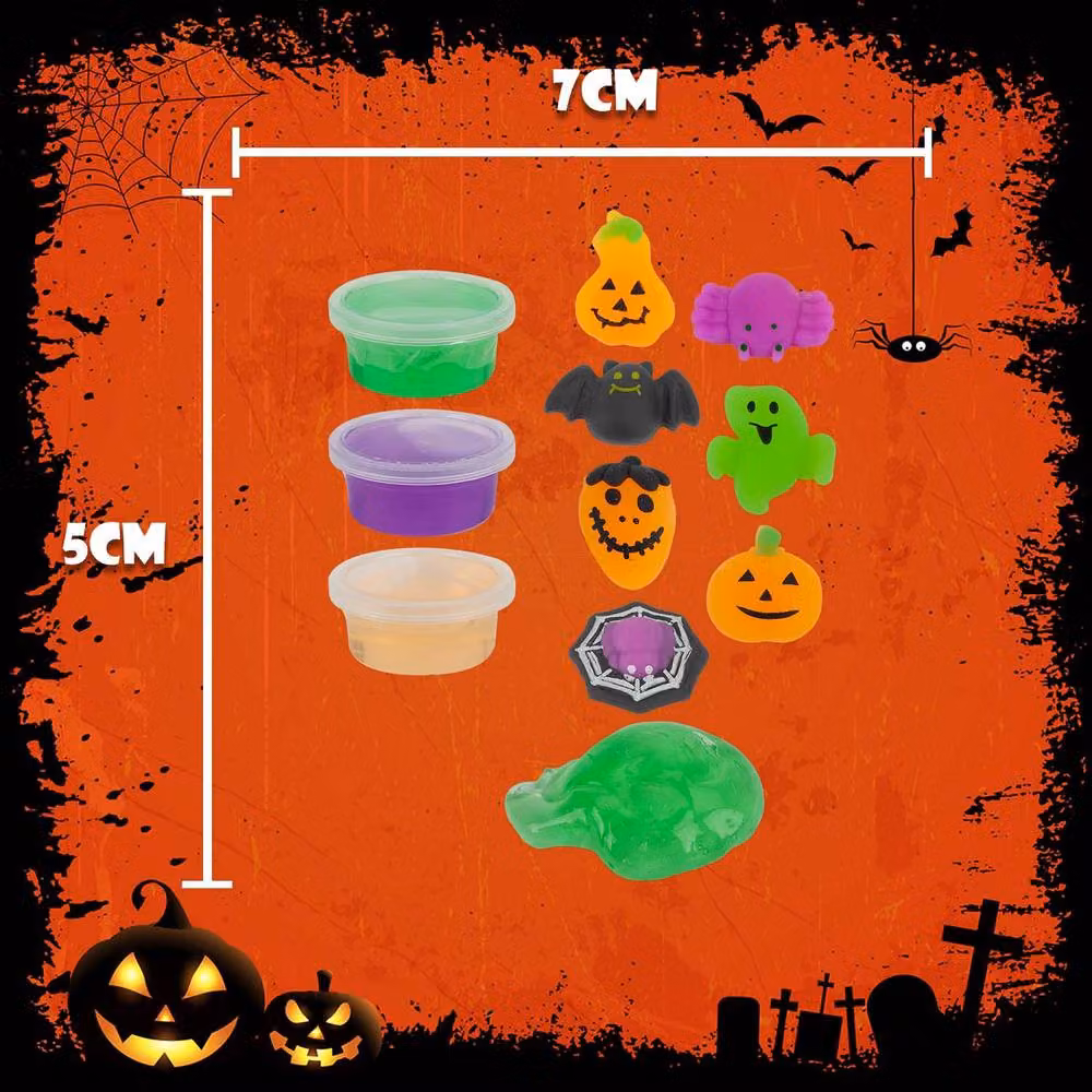 VFM e-Store Halloween Slime with Toy Accessories, 12 Pack, Orange, Green and Purple – 2