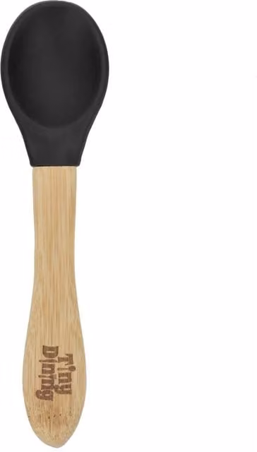 Tiny Dining Bamboo and Silicone Tip Training Spoon for Babies and Toddlers, Black