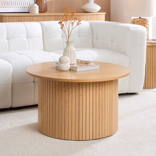 Birlea Axel Round Fluted Coffee Table in Brown
