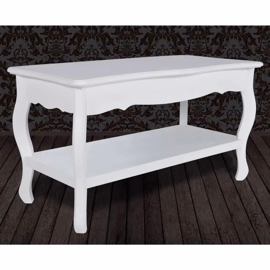 Berkfield Home Two-Tier Rectangular Coffee Table in White Lacquered MDF and Wood – 3