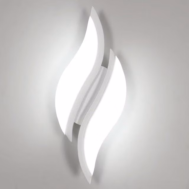 GOECO Modern LED Wall Light in White with Acrylic and Metal Finish, 12 W, 6500 K Cool White