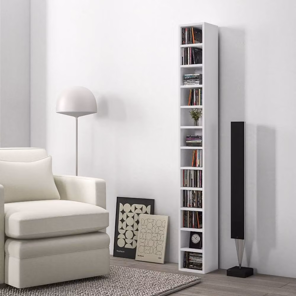 Rolipo 204 CD Tall Narrow Media Storage Tower in White – 4