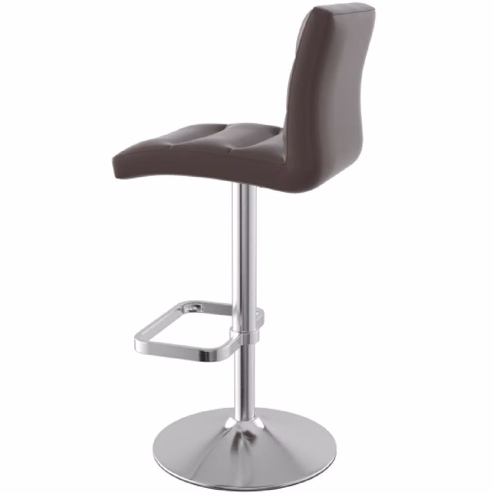 netfurniture Swank Brushed Steel Bar Stool with Brown Faux Leather Padded Seat – 2