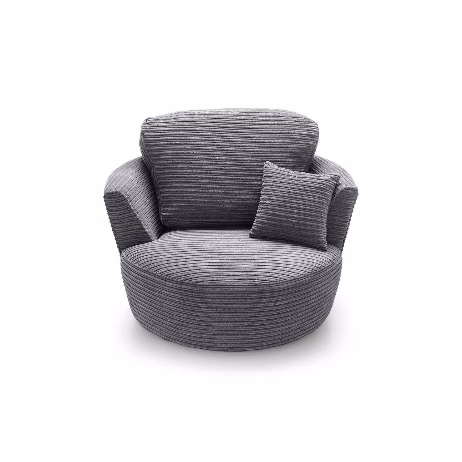 Abakus Direct Jumbo Grey Striped Fabric Swivel Tub Chair with Armrests – 2