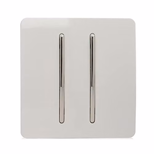Trendi Modern 2 Gang Plastic Flush Wall Switch in White or Black – 1