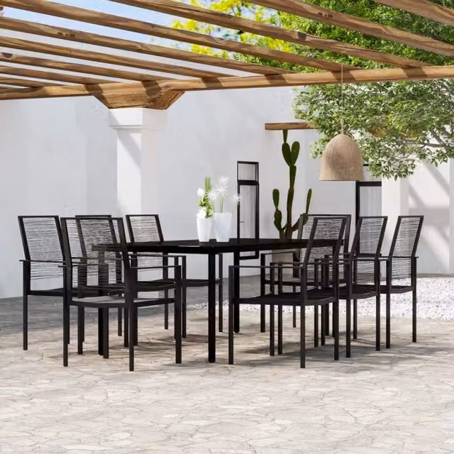 Berkfield Home 9 Piece Modern Garden Dining Set in Black – 1