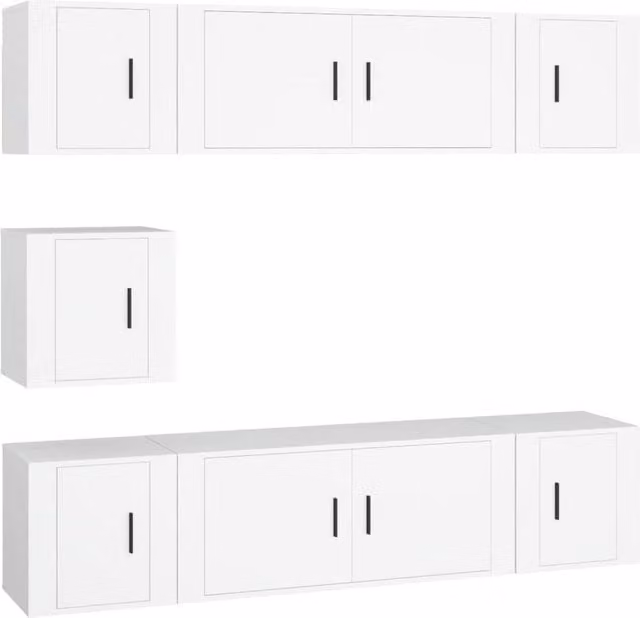 Berkfield Home 7 Piece Classic White Engineered Wood TV Cabinet Set – 1