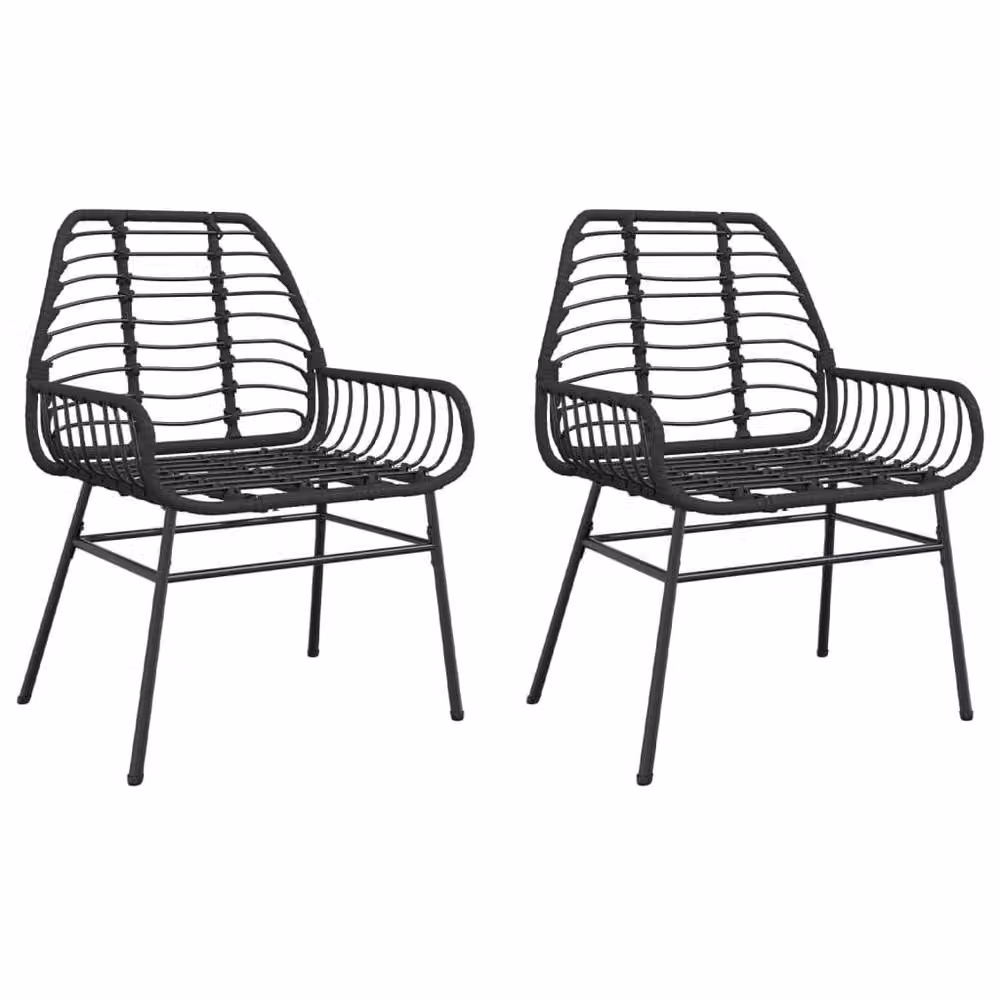 Berkfield Home Beautiful Black Poly Rattan Garden Chairs, Set of 2 – 2